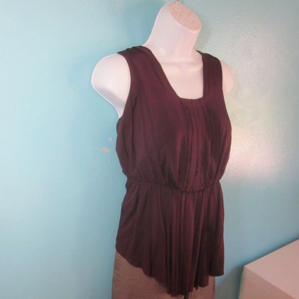 Anthropologie Women Tank Viscose S Purple Draped Cowl Back Pleated Whimsigoth